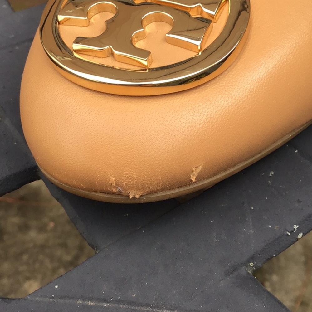 Tory Burch Tan Leather Logo Ballet Flats - Picture 6 of 8